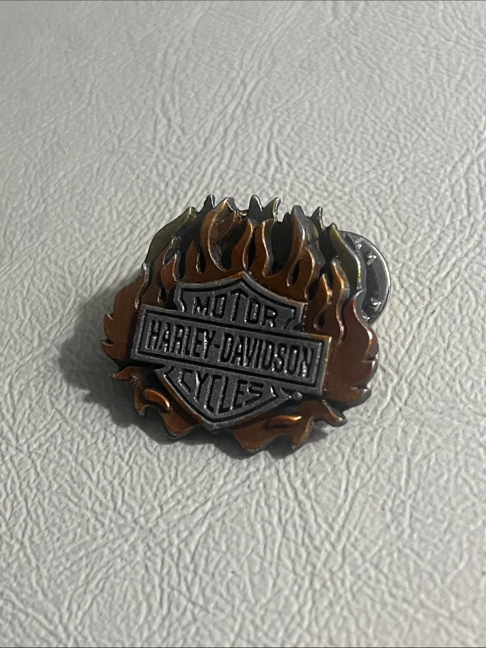 Harley-Davidson Enamel Flame Shield Pin — Black & Brown